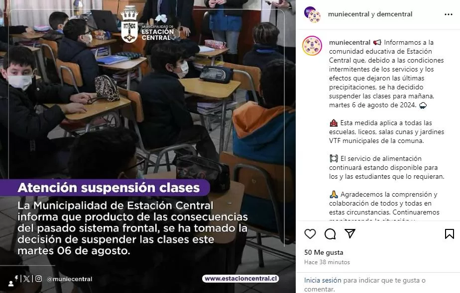 Suspensión De Clases Estación Central