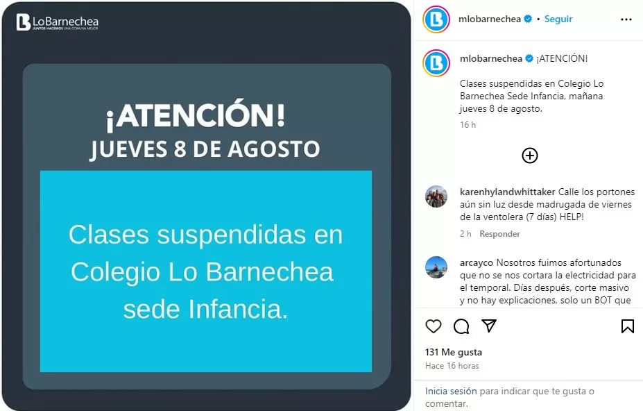 Suspensión De Clases Lo Barnechea