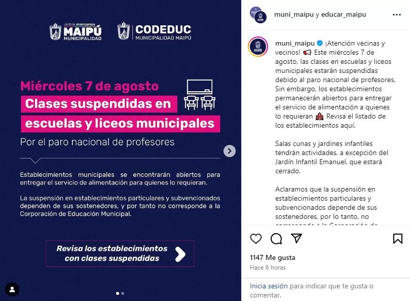 Suspensión De Clases En Maipú