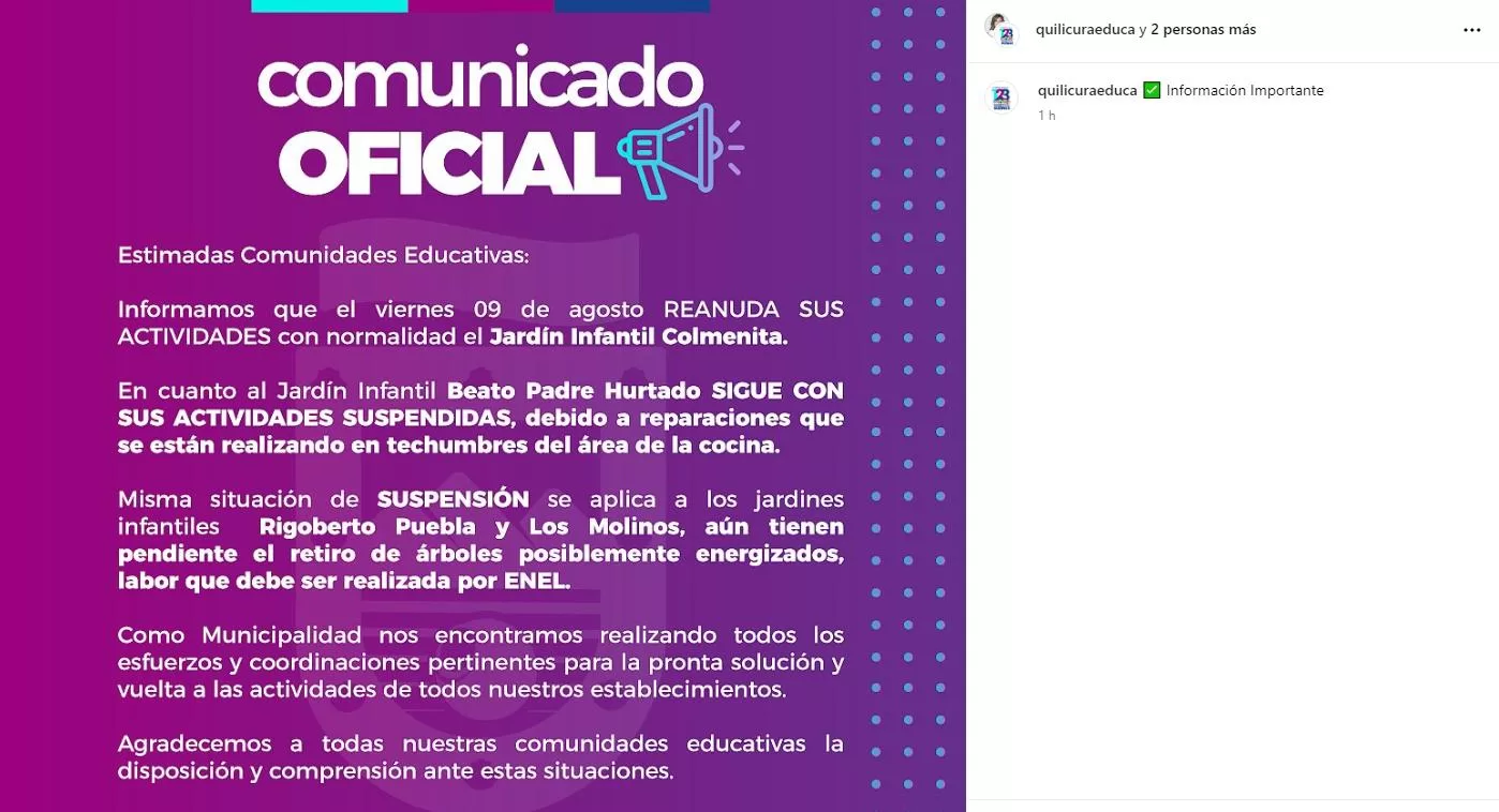 Suspensión De Clases En Quilicura