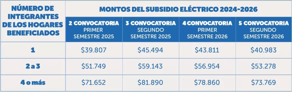 Montos Subsidio Eléctrico